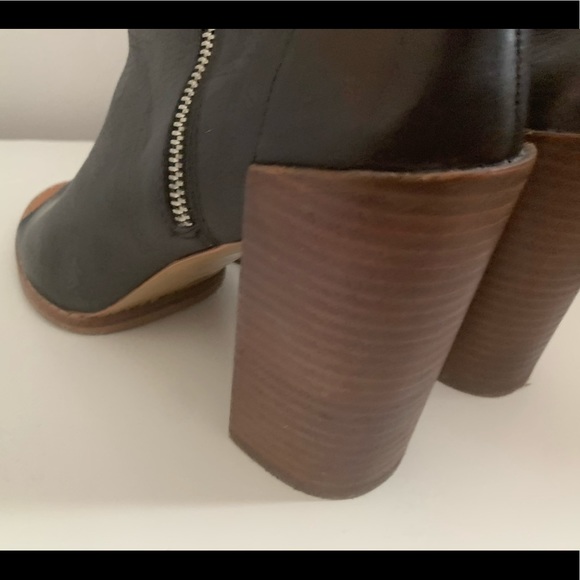 Dolce Vita Black Peep Toe Bootie With Wood Heel - Picture 10 of 15